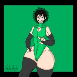 1boy artist_request big_thighs femboy green_hair indoskyler izuku_midoriya male male_only my_hero_academia solo tight_clothing rating:Questionable score:13 user:IndoSkyler