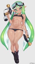 1girls breasts cameltoe cleavage female female_only green_eyes green_hair inkling jtveemo looking_at_viewer solo splatoon rating:Questionable score:198 user:justausername