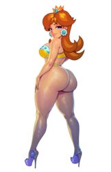 1girls alternate_breast_size ass bare_shoulders big_ass big_breasts bimbo blue_eyes bra breasts brown_hair bubble_butt crown curvaceous curvy dat_ass earrings female female_only full_body heels high_heels hourglass_figure human large_ass large_breasts lingerie lipstick long_hair looking_at_viewer looking_back mario_(series) negarobo nintendo open_toe_shoes panties pink_lipstick platform_footwear princess_daisy seductive seductive_look seductive_smile simple_background smile solo standing stiletto_heels thick_thighs thighs underwear underwear_only very_high_heels voluptuous white_background wide_hips yellow_bra yellow_panties rating:Questionable score:615 user:thebestlooper