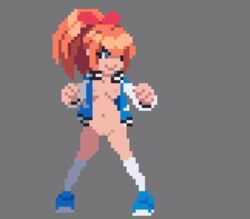 1girls animated bottomless bouncing_breasts bow casual female fighting fighting_stance functionally_nude human jacket kamuo kicking kunio-kun kyoko_(kunio-kun) letterman_jacket lewd_city_girls orange_hair outerwear pixel_art punching river_city_girls solo varsity_jacket rating:Explicit score:104 user:MegaMoo