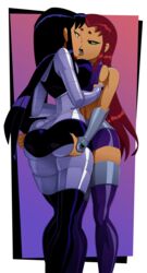 2girls ass ass_grab big_ass big_breasts black_hair blackfire boots breasts clothed clothed_female clothes clothing dat_ass dc dc_comics eyebrows female female/female female_only grabbing_ass green_eyes incest kissing komand'r koriand'r large_breasts lesbian long_hair png ravenravenraven red_hair sister sisters small_eyebrows starfire teen_titans tongue_out transparent_background yuri rating:Questionable score:370 user:justausername