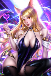 1girls ahri animal_ears animal_eyes ayyasap blonde_hair bodysuit choker female high_resolution k/da_ahri k/da_series kitsunemimi large_filesize league_of_legends looking_at_viewer solo thick_thighs thighhighs very_high_resolution whisker_markings yellow_eyes rating:Explicit score:221 user:slashfuck