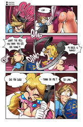 1boy 1girls absurd_res after_sex anger_vein angry ass attack blonde_hair blood bloody_nose breasts breath_of_the_wild closed_eyes clothing comic creampie crossover cum cum_in_pussy cum_inside cute english_text female frying_pan highres holding holding_object human hylian_shield link link_(breath_of_the_wild) lips lipstick male mario_(series) nintendo nipples no_panties onomatopoeia open_mouth princess_peach sasatseng shield speech_bubble super_smash_bros. sweat text the_legend_of_zelda torn_clothes torn_clothing wide_eyed rating:Explicit score:78 user:Tillow