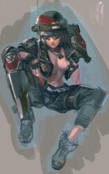 1girls borderlands borderlands_3 breasts_out female female_only helmet looking_at_viewer masateru military military_uniform moze_(borderlands) open_clothes solo rating:Questionable score:136 user:PornArchiver