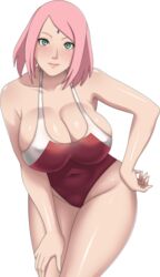 1girls 2019 5_fingers big_breasts blush boruto:_naruto_next_generations breasts cleavage eyebrows eyelashes female female_only green_eyes hair hands highres huge_breasts human large_breasts looking_at_viewer medium_hair milf naruto naruto_shippuden navel next_one pink_hair sakura_haruno shiny shiny_skin shounen_jump solo white_background rating:Questionable score:180 user:master333