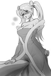 1girls bare_shoulders blush breasts cleavage clenched_hand dress female grayscale highres large_breasts league_of_legends masturbation mole mole_on_breast one_eye_closed r8-18 sketch solo sona_buvelle sweat table_humping twintails wide_hips rating:Explicit score:116 user:Shaded_Cube