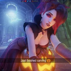 1girls 2019 3d big_breasts blizzard_entertainment breasts female female_only forceballfx goth halloween large_breasts looking_at_viewer mercy overwatch patreon red_eyes red_hair selfie snapchat solo rating:Questionable score:114 user:justausername