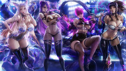 16:9_aspect_ratio 4girls ahri akali alternate_breast_size alternative_costume bow breasts evelynn female female_only hair_ornament hairbow high_resolution hourglass_figure k/da_ahri k/da_akali k/da_evelynn k/da_kai'sa k/da_series kai'sa large_breasts league_of_legends long_hair multiple_girls ponytail sakimichan strapless strapless_leotard strapless_top strapless_topwear tied_hair tubetop very_high_resolution rating:Explicit score:420 user:slashfuck