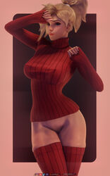 1girls 3d abs absurdres blonde_hair bottomless breasts erect_nipples female female_only forceballfx highres mercy nipples overwatch pubic_hair pussy skindentation solo thick_thighs thighhighs wide_hips rating:Questionable score:261 user:justausername