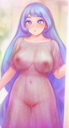 blue_eyes blue_hair boku_no_hero_academia breasts dress female hadou_nejire highres large_breasts long_hair my_hero_academia navel nejire_hado nipples pussy see-through see-through_dress shpo solo standing rating:Explicit score:158 user:bot