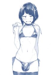 1futa ai_generated bikini embarrassed flaccid futanari kyoka_jiro looking_at_viewer mini_bikini my_hero_academia white_background rating:Explicit score:88 user:Henry303