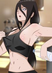 1girls agung911 armpits boruto:_naruto_next_generations hyuuga_hanabi naruto naruto_(series) sideboob sports_bra sportswear sweat rating:Questionable score:257 user:HenTieChicks