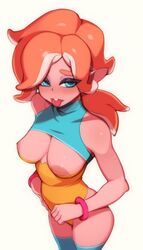 1girls areolae breasts doxy female female_only nintendo nipples octoling solo splatoon splatoon_2 thighhighs tongue tongue_out rating:Questionable score:121 user:justausername