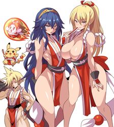 2boys 2girls alternate_breast_size alternate_outfit ambiguous_gender anime_style ass bedroom_eyes big_ass big_breasts big_butt bimbo blue_eyes blue_hair breast_envy breasts breasts_to_breasts canon_crossdressing cleavage cloud_strife cosplay crossover dress female feral final_fantasy final_fantasy_vii fire_emblem fire_emblem_awakening furry holding huge_breasts human kirby kirby_(series) konno_tohiro large_ass large_breasts larger_female loincloth long_breasts long_hair looking_at_viewer lucina_(fire_emblem) mai_shiranui mai_shiranui_(cosplay) male metroid muscular muscular_male nintendo no_panties pikachu pink_skin pokemon pokemon_rgby ponytail pose revealing_clothes ribs rodent sagging_breasts samus_aran seductive shiny_skin short_hair sideboob size_difference small_breasts smaller_male standing super_smash_bros. sword thick_thighs thigh_gap white_background wide_hips yellow_fur rating:Questionable score:530 user:justausername