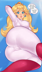 1girls ange1witch ass big_ass blonde_hair blue_eyes bodysuit breasts busty cameltoe curvaceous curvy curvy_figure dick_sucking_lips english_text eyebrows eyelashes eyes female female_only fully_clothed hair hips huge_ass legs lips long_hair looking_at_viewer looking_down mario_(series) nintendo nipple_bulge no_bra no_panties pov princess princess_peach royalty skin_tight solo speech_bubble super_mario_bros._(2023_film) text thick thick_legs thick_thighs thighs tight_clothing voluptuous wide_hips rating:Explicit score:375 user:ShadowPain