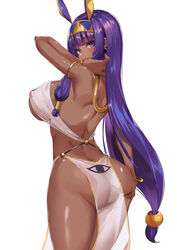 1girls areolae ass big_ass big_breasts breasts dark-skinned_female dark_skin fate/grand_order fate_(series) female female_only large_breasts looking_at_viewer looking_back nipples nitocris_(fate/grand_order) purple_eyes purple_hair solo spider_apple rating:Questionable score:232 user:justausername