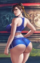 1girls ass backboob big_ass big_breasts booty_shorts breasts bubble_butt chun-li dat_ass female female_only flowerxl from_behind huge_ass large_breasts looking_at_viewer looking_back pants short_shorts shorts skin_tight solo standing street_fighter thick_thighs wide_hips rating:Questionable score:374 user:justausername