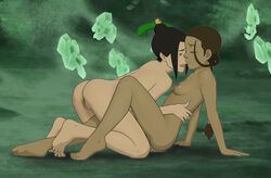 2girls accurate_art_style anaxus arm_support ass avatar_the_last_airbender azula back_view bare_shoulders barefoot black_hair braid breasts brown_hair calf_muscles caressing cave chocolate_and_vanilla completely_nude crystals dark-skinned_female dark_skin eyes_closed face_to_face female fire_nation full_body green_background hair_ornament imminent_kiss imminent_sex interracial interracial_yuri intimate katara light-skinned_female lipstick long_hair looking_at_another nail_polish naked nipples nude on_knees on_top pleasure_face ponytail princess pussy seductive sharp_nails short_hair side_view sitting small_breasts tagme teenager water_tribe yellow_eyes yuri rating:Explicit score:322 user:Bj14