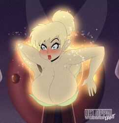 alternate_breast_size blonde_hair blush blushing boob_window disney disney_fairies fairy fairy_wings hanging_breasts huge_breasts keyhole no_bra okioppai peter_pan_(disney) pointy_ears stuck stuck_in_door surprised thick_lips tinker_bell rating:Explicit score:357 user:GaspinJojo