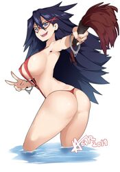 1girls artist_name ass blue_eyes breasts cuffs dimples_of_venus domino_mask eyebrows_visible_through_hair female female_only handcuffs high_resolution hotvr large_breasts light-skinned_female light_skin long_hair looking_at_viewer mask midnight_(my_hero_academia) my_hero_academia nemuri_kayama nipples open_mouth partially_submerged pose purple_hair red_swimsuit sideboob simple_background sling_bikini smile solo swimsuit v water whip white_background rating:Questionable score:385 user:TwinkieLord