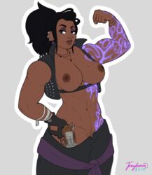 1girls abs amara_(borderlands) borderlands borderlands_3 breasts dark-skinned_female dark_skin exposed_breasts female female_only flexing holding_weapon indian indian_female juicydemon muscles muscular muscular_female pubic_hair solo vest rating:Explicit score:79 user:PornArchiver