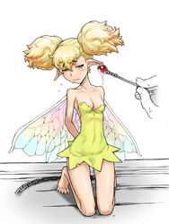 arms_behind_back blonde_hair bondage brown_eyes chains dragon's_crown dress fairy female kneeling medium_breasts minigirl momo_tai pointy_ears pussy_juice tears tiki_(dragon's_crown) wavy_mouth wings rating:Explicit score:85 user:bot