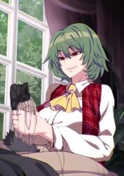 1boy 1girls animated big_penis buckethead_ero censored clothed_sex erection excessive_precum female glansjob green_hair handjob light-skinned_male male pantyjob penis penis_milking precum pubic_hair shorter_than_30_seconds sound straight touhou video yuka_kazami rating:Explicit score:715 user:justausername