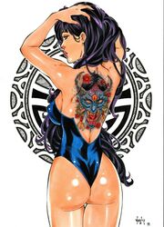 1girls 2019 ass back_tattoo back_view betsy_braddock blue_eyes blue_leotard breasts color cowboy_shot dat_ass dated ed_benes_studio erect_nipples erect_nipples_under_clothes excalibur_(marvel_comics) female female_ass female_only from_behind half-closed_eyes highleg highleg_leotard leotard lipstick marvel marvel_comics nail_polish nipple_bulge nipples oni pink_lips pink_lipstick pink_nail_polish pink_nails pinup psylocke purple_hair signature solo straight_hair tattoo thighs vagner_fernandes x-force x-men rating:Questionable score:26 user:JackieEstacadoThrowaway