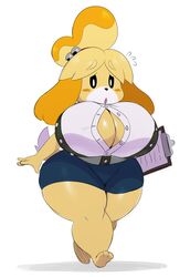 animal_crossing animal_crossing_new_leaf bbw big_breasts button_gap chubby curvy embarrassed isabelle_(animal_crossing) large_breasts looking_at_breasts nintendo overweight shortstack sssonic2 thick voluptuous walking rating:Explicit score:250 user:Ronpa