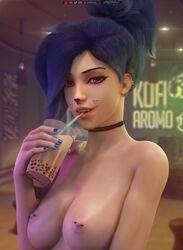 1girls 3d absurdres areolae big_breasts blender blue_hair breasts female female_only forceballfx goth highres large_breasts looking_at_viewer mercy nipple_piercing nipples overwatch piercing purple_eyes solo rating:Questionable score:309 user:justausername