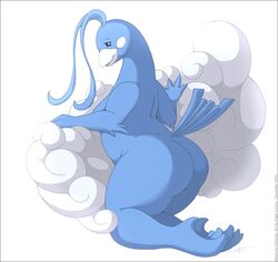 2008 altaria anthro ass barefoot blue_skin chubby color edgarcorona female female_only kneeling nintendo nude obese_female pokemon side_view sideboob solo tagme rating:Explicit score:12 user:bot