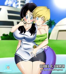 2girls big_breasts bike_shorts black_hair blonde_hair blue_eyes bluegraves blush breasts busty censored cleavage clothed dragon_ball dragon_ball_z erasa female female_only heels hips hug hug_from_behind huge_breasts jeans large_breasts legs looking_at_viewer nipple_bulge open_mouth pigtails school school_girl sexually_suggestive shirt short_hair shorts shounen_jump spandex surprised teenager thick_thighs thighs tubetop twintails videl voluptuous wide_hips wink yuri rating:Explicit score:164 user:DBgirls457