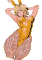 ashiomi_masato blonde_hair blue_eyes bunny_ears bunny_girl bunnysuit fishnets guilty_gear leotard looking_at_viewer millia_rage solo_female rating:Questionable score:124 user:LegsAkimbo