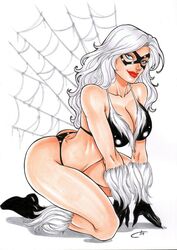 1girls 2019 ass big_breasts black_bra black_cat_(marvel) black_gloves black_panties black_shoes black_thong blue_eyes bra breasts busty carla_torres cleavage dated domino_mask ed_benes_studio eyeshadow felicia_hardy female female_only fur_trim gloves kneeling large_breasts lipstick long_hair looking_at_viewer makeup marvel marvel_comics mascara mask panties pinup red_lips red_lipstick shoes signature smile solo spider-man_(series) spider_web superheroine thighs thong traditional_media white_hair rating:Questionable score:52 user:JackieEstacadoThrowaway