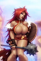 1girls barretxiii big_breasts breasts cleavage dick_sucking_lips female female_only large_breasts looking_at_viewer queen's_blade red_hair risty solo thick_thighs wide_hips rating:Questionable score:118 user:justausername