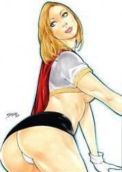 1girls 2019 ass black_miniskirt black_skirt blonde_hair blue_eyes breasts cape dat_ass dated dc dc_comics ed_benes_studio eyeshadow female female_only gloves iago_maia kara_zor-el kryptonian lipstick looking_back makeup mascara miniskirt panties pink_lips pink_lipstick pinup red_cape round_ass shirt short_shirt signature skirt solo supergirl superheroine superman_(series) thighs traditional_media underboob white_background white_gloves white_panties white_shirt rating:Questionable score:33 user:JackieEstacadoThrowaway