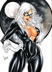 1girls 2019 big_breasts black_bodysuit black_cat_(marvel) blue_eyes bodysuit breasts busty cleavage dated domino_mask ed_benes_studio eyeshadow felicia_hardy female female_only gloves hand_on_hips large_breasts leonardo_lourenco lipstick long_hair looking_to_the_side makeup marvel marvel_comics mascara mask moon night_sky pinup red_lips red_lipstick signature smile solo spider-man_(series) starry_sky superheroine thighs traditional_media unzipped white_gloves white_hair zipper zipper_pull_tab rating:Questionable score:85 user:JackieEstacadoThrowaway