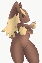 1girls anthro flat_chest furry half-closed_eyes long_ears looking_away lopunny nintendo pokemon pokemon_dppt rabbit spotty_arts thick_thighs thigh_gap thighs wide_hips rating:Questionable score:7 user:Spotty_Jones