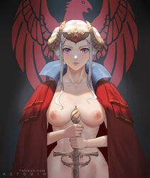 1girls azto_dio cape crown edelgard_von_hresvelg fire_emblem fire_emblem:_three_houses nintendo nude pink_eyes solo white_hair rating:Explicit score:117 user:MegaMoo