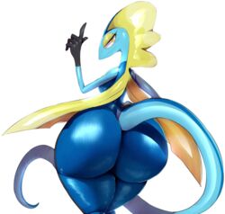 2019 5_fingers anthro ass back big_ass big_eyes black_scales black_skin blue_scales blue_skin breasts eye_contact eyelashes female game_freak generation_7_pokemon half-closed_eyes huge_ass inteleon large_ass lizard looking_at_viewer looking_back looking_behind multicolored_scales multicolored_tail nintendo nude pokémon_(species) pokemon pokemon_ss pokemorph reptile reptilian scalie simple_background tail thick_thighs thighs trinity-fate62 white_background wide_hips yellow_eyes yellow_skin rating:Questionable score:209 user:sexxxi