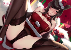 1girls absurdres ahri big_breasts blush breasts cianyo female highres large_breasts league_of_legends looking_at_viewer pubic_hair pussy spread_legs thighhighs rating:Explicit score:84 user:justausername