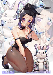 1girls alternate_costume animal_ears animal_tail bowtie bunny_ears bunny_tail bunnygirl bunnysuit butterfly butterfly_hair_ornament curvy_figure cute demon_slayer female female_focus female_only finger_to_mouth hand_between_legs kimetsu_no_yaiba kneeling kochou_shinobu looking_at_viewer purple_eyes rabbit siriuflong thick_legs thick_thighs thighhighs thighs tights rating:Explicit score:470 user:Ronpa