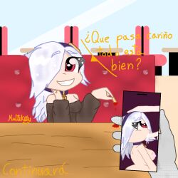  anon brawl_stars colette_(brawl_stars) fries licking_penis multikitty nipples phone_screen red_eyes restaurant story white_hair  rating:explicit score: user:bot