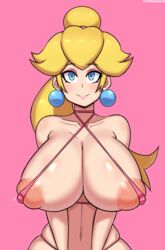 1girls areolae asking_for_it big_breasts bikini blonde_hair blue_eyes breasts busty cleavage cock_hungry drunkavocado earrings eyeshadow female female_only huge_breasts human human_only large_areolae large_breasts long_hair long_ponytail looking_at_viewer mario_(series) mostly_nude navel nintendo nipple_bulge nipples pink_background pink_bikini ponytail princess princess_peach shiny shiny_skin simple_background sling_bikini smile solo swimsuit tied_hair very_long_hair rating:Questionable score:249 user:kinnikuman