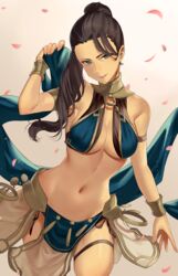 1girls absurdres alternate_costume bare_midriff bare_shoulders belly belly_dancer belly_dancer_outfit big_breasts black_hair blue_eyes breasts brown_hair cherry_blossoms cleavage commission commissioner_upload confident dancer dancer_outfit female female_focus female_only fire_emblem fire_emblem:_three_houses hair_over_shoulder harem_girl harem_outfit haru_(nakajou-28) highres hips human human_focus human_only inner_sideboob judith_von_daphnel large_breasts long_hair mature mature_female mature_woman midriff milf navel nintendo pelvic_curtain petals ponytail pose posing sakura_petals seductive seductive_look seductive_smile side_ponytail sideboob simple_background skeb_commission smile smiling smirk smirking smug smug_face smug_grin smug_smile solo solo_female solo_focus stomach tan-skinned_female tan_skin thighs turquoise_eyes wide_hips rating:Questionable score:132 user:pronaccount690