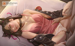 1boy 1girls alternate_breast_size cleavage clothed_female_nude_male dark-skinned_male female hoobamon human larger_male looking_at_viewer male marnie_(pokemon) nintendo outerwear panties_aside patreon penis pokemon pokemon_ss pussy realistic sex size_difference smaller_female solo_focus spread_legs text uncensored url vaginal_penetration watermark rating:Explicit score:537 user:justausername