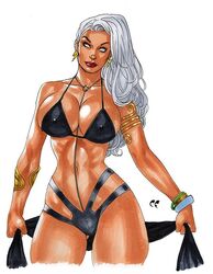 1girls armlet big_breasts bikini bracelet breasts busty chris_foulkes cleavage dark-skinned_female dark_skin earrings eyelashes eyeliner female female_only fit fit_female fully_clothed hourglass_figure jewelry large_breasts lipstick long_hair marvel marvel_comics mascara navel ororo_munroe overflowing_breasts pose posing ribs solo standing storm_(x-men) straight_hair swimsuit tagme toned toned_female white_background white_eyes white_hair wide_hips x-men rating:Questionable score:107 user:Zardauz