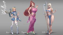 3girls alice_(disney) alice_in_wonderland alice_in_wonderland_(1951_film) alice_liddell ankle_rings armor armored_boots atlantis:_the_lost_empire barefoot belly blonde_hair blue_eyes brown_hair dark-skinned_female disney ensouwon erect_nipples hercules_(disney) high_heels huge_breasts kida loincloth long_hair medium_breasts megara miniskirt navel shield spear sword toga tubetop voluptuous white_hair rating:Explicit score:200 user:TheKindHaremMaster