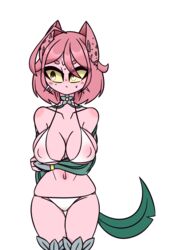 animal_ears big_breasts breasts byternomar diamond_is_unbreakable female female_focus jojo's_bizarre_adventure leafs nipples_visible_through_clothing pink_hair pink_skin skimpy_clothes stray_cat underwear rating:Questionable score:26 user:Nie