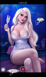 1girls 2020 alcohol aroma_sensei big_breasts blonde_hair blue_eyes breasts camera cleavage collar dialogue disney dress drink drunk elsa_(frozen) english_text female female_only frozen_(film) hair_down large_breasts looking_at_viewer mascara nail_polish purse recording red_lipstick sequin_collar sequin_dress silver_dress solo speech_bubble text thick_thighs wine wine_glass rating:Questionable score:254 user:justausername